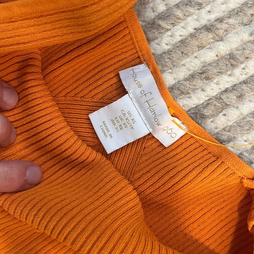 Vintage House of Harlow 1960 Bright Orange ribbed Tank top size xs - Picture 2 of 3